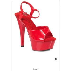 Ellie Shoes Red Patent Platform Peep-Toe Heel